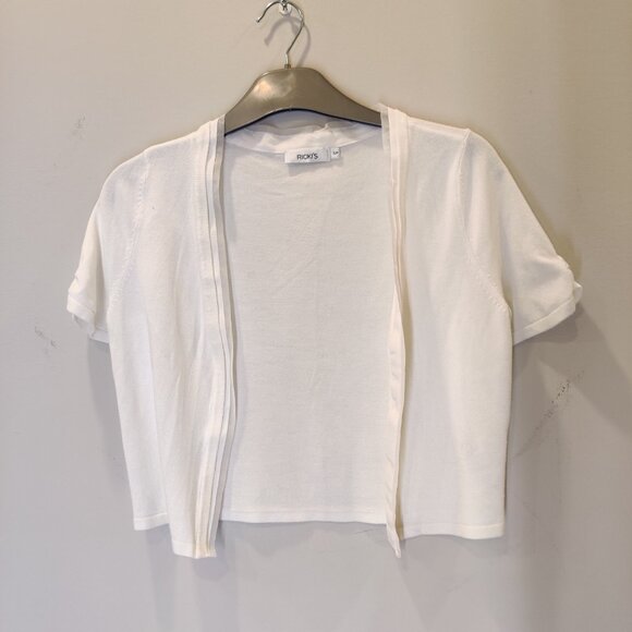 Ricki's White Cropped Open-Front Cardigan Short Sleeve | Small - Picture 2 of 7